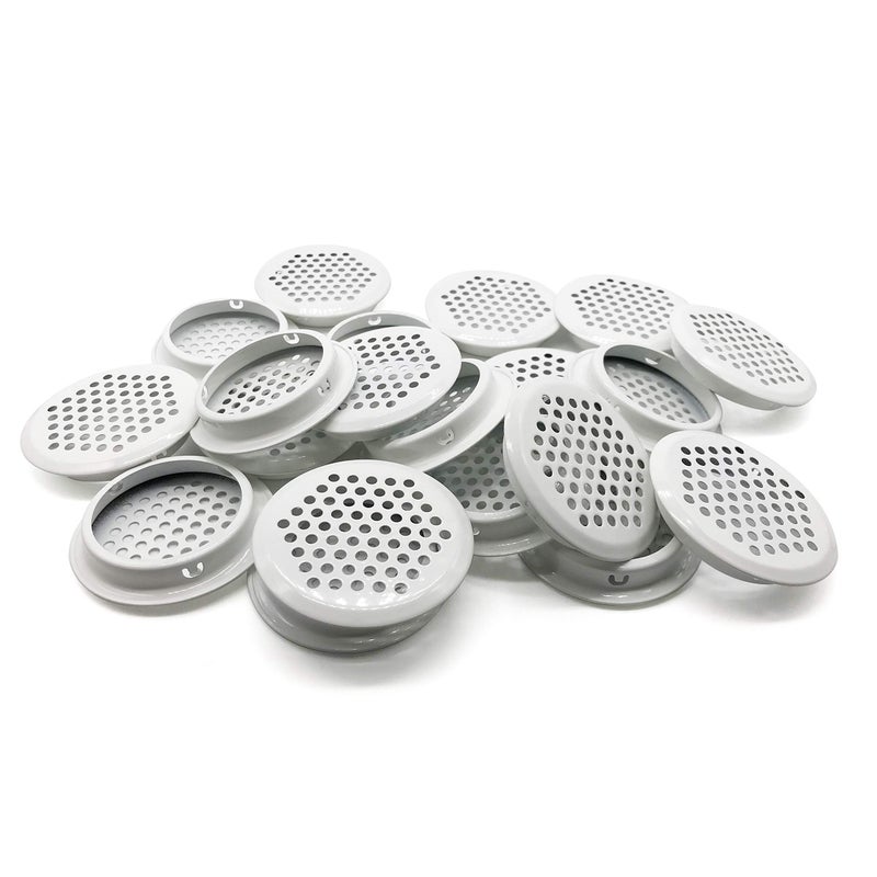 NACX 20Pcs Air Vents 53mm Circular Soffit Vent Stainless Steel Round Vent Mesh Hole Louver for Kitchen Bathroom Cabinet Wardrobe (White) - Image 1